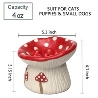 Mushroom Design Ceramic Cat Bowl for Food and Water