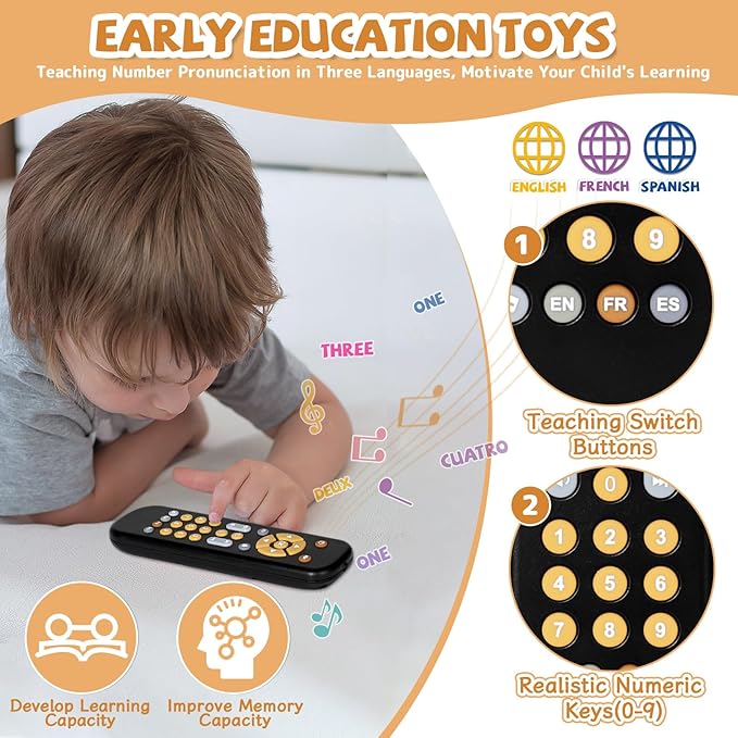 Musical baby remote toy with sound and lights interactive toy for infants