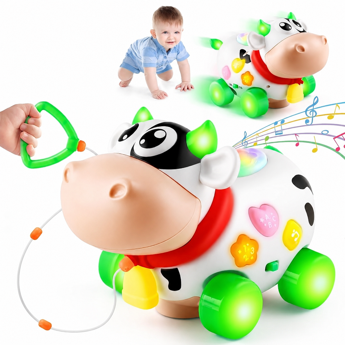 Musical cow toy with lights and sounds for kids