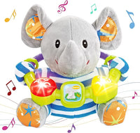Musical plush elephant toy for supervised baby play