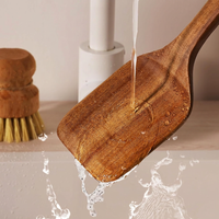 Natural acacia wood kitchen tools with smooth finish