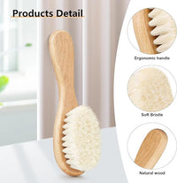 Natural wooden baby hair brush with soft goat bristles