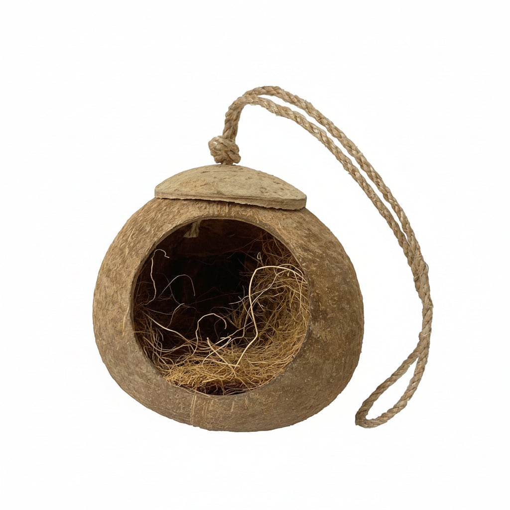 Natural Bird Cage Decoration With Coconut Shell Structure