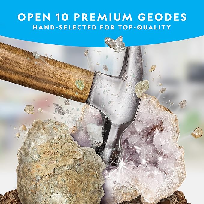Natural geodes with crystal inside educational science kit