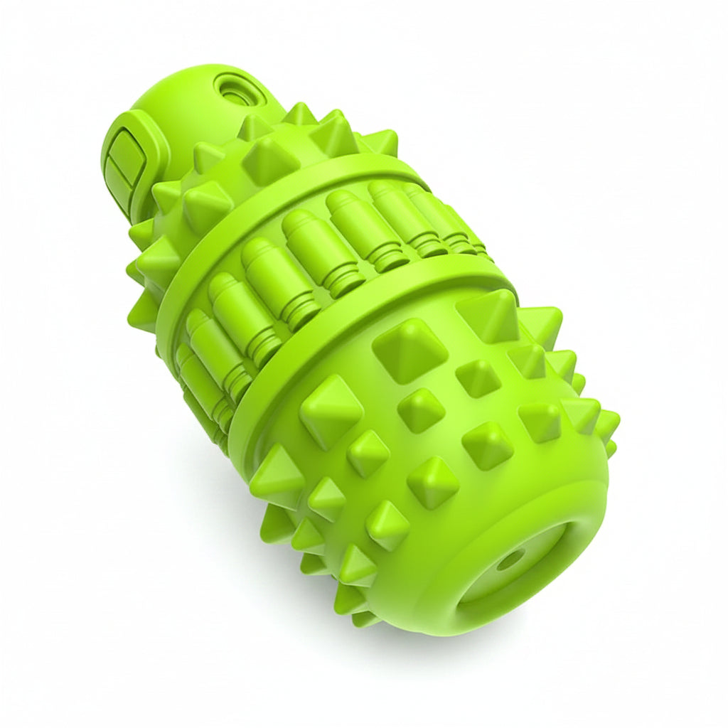 Natural Rubber Dog Chew Toy With Textured Toothbrush Design