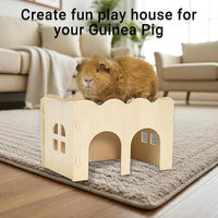 Natural-style wooden hut for rabbits hamsters and small pets