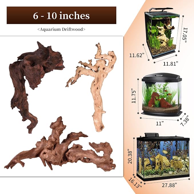 Natural Wood Aquarium Ornament with Assorted Branch Shapes