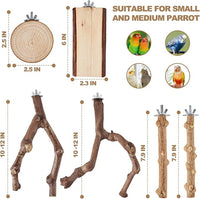 Natural wood branch-style bird cage perches