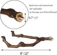 Branch-style natural wood bird perches for cage setup