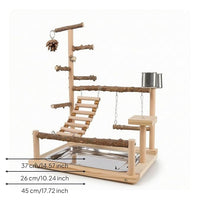 Natural Wood Bird Playstand for Parrots and Compatible Birds