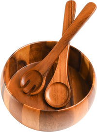 Natural acacia wood serving bowls for everyday dining