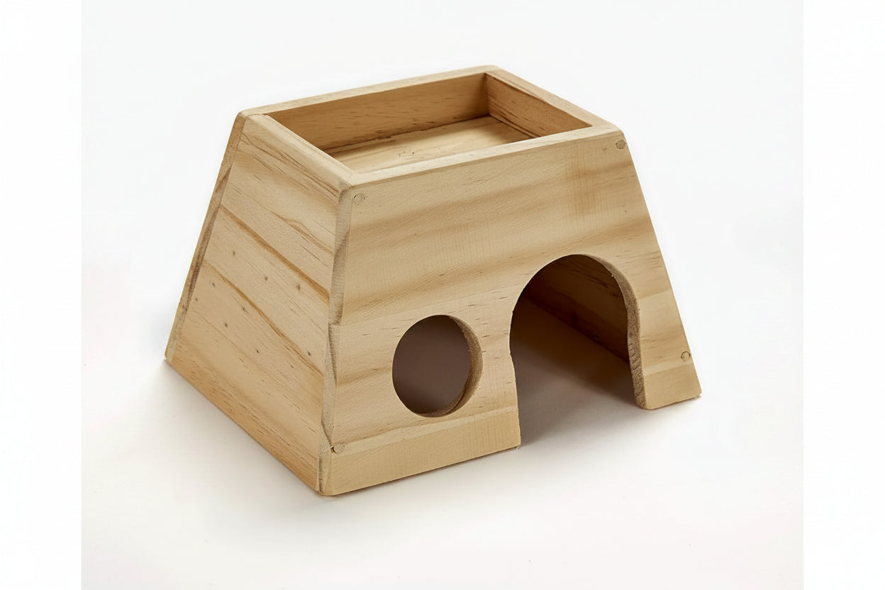 Natural Wood Small Animal House for Indoor Cage Setup and Resting