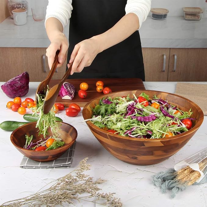Natural wood serving bowl for salads snacks and side dishes