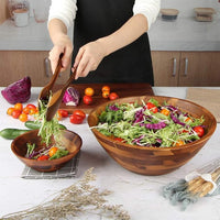 Natural wood serving bowl for salads snacks and side dishes