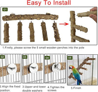 Natural Wooden Parrot Ladder – Durable Climbing Perch and Chewing Toy for Birds