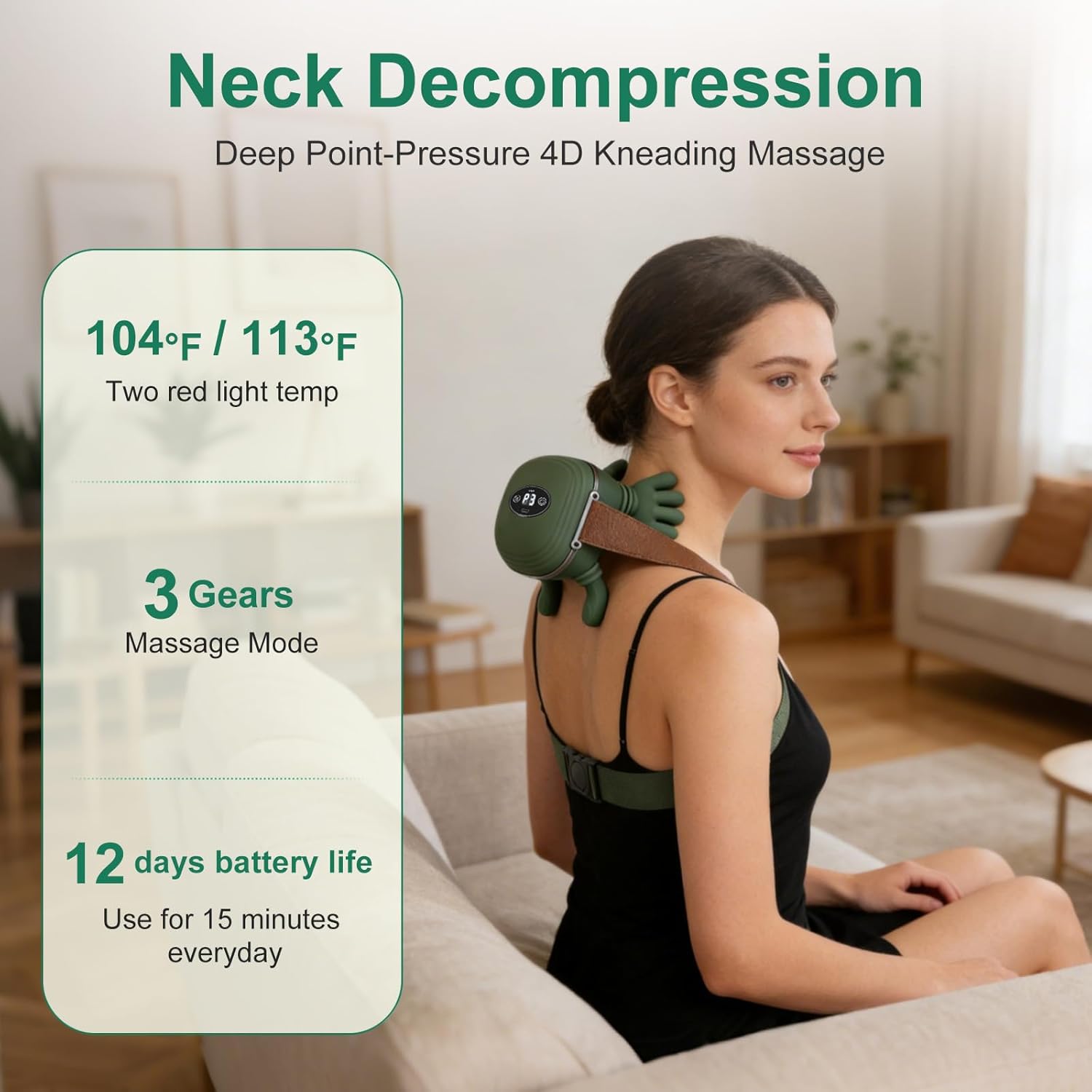 neck massager with smart display screen and control panel