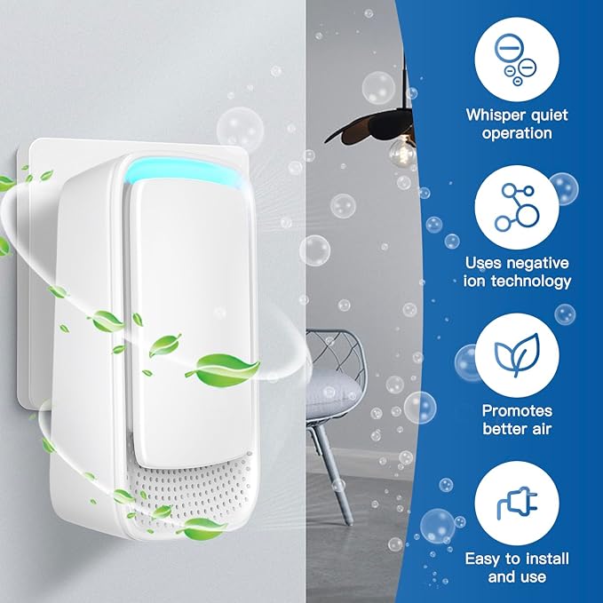 Negative ion air purifier device for cleaner indoor air