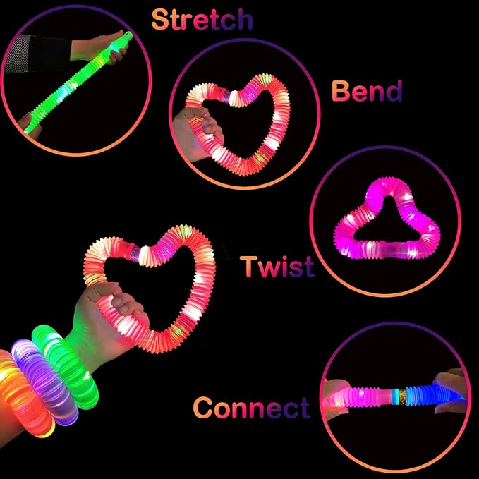 Neon glow-in-the-dark necklaces and bracelets for kids' parties