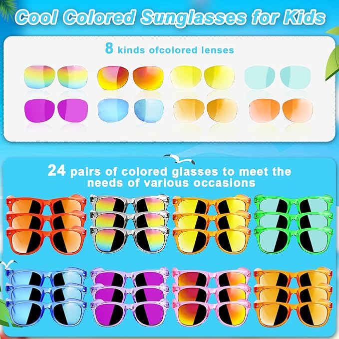 Neon UV protection sunglasses for kids, fun outdoor accessories
