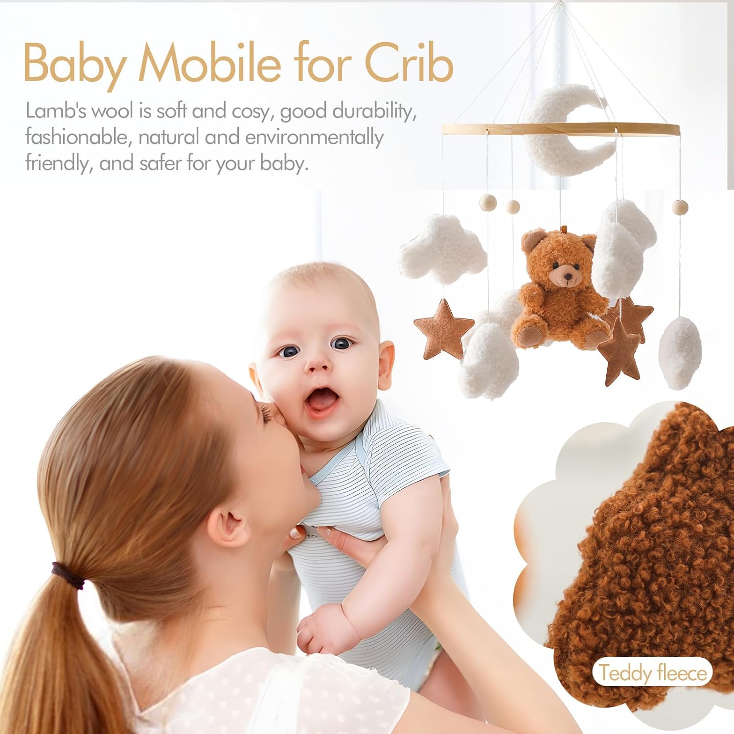newborn baby gift crib mobile teddy design soft nursery decor