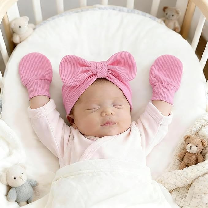 Newborn baby hospital bag essentials set with hat mittens and socks