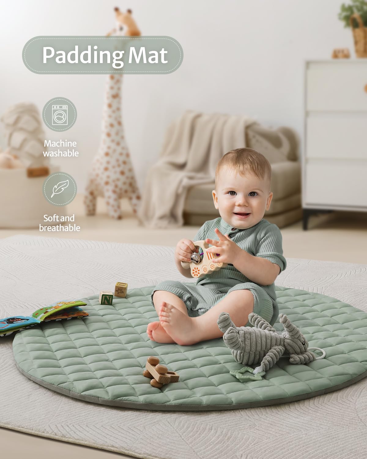 newborn play gym mat with soft padded comfortable design