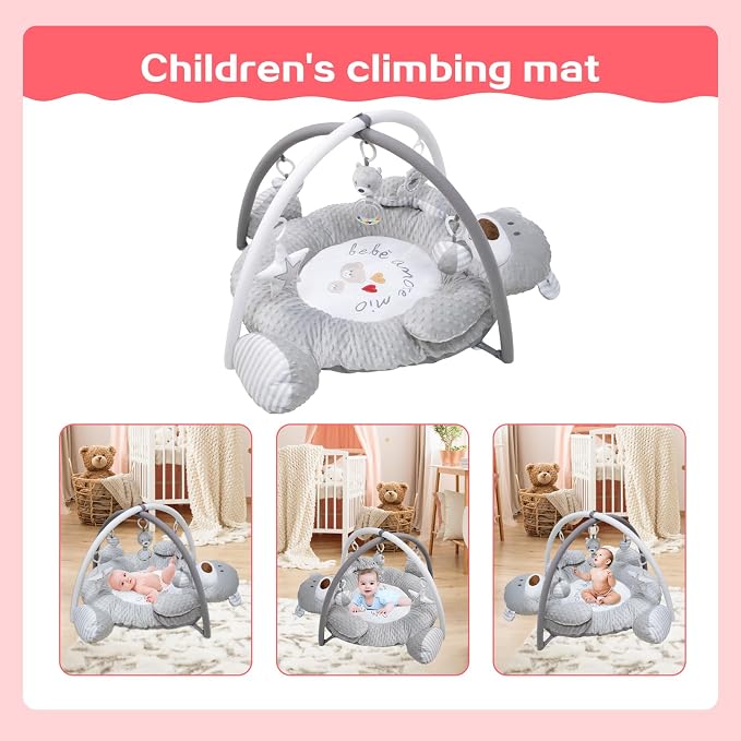 Soft newborn play mat with hanging activity toys