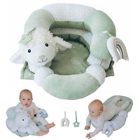 Newborn and toddler play mat with seated support and toys for early learning