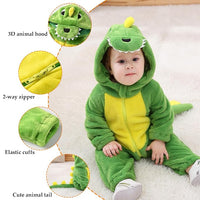 Front view of a cosy infant costume with long sleeves and zipper