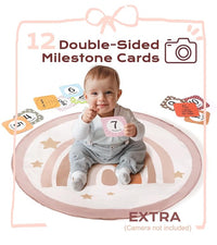 Newborn tummy time activity mat with rainbow and star design