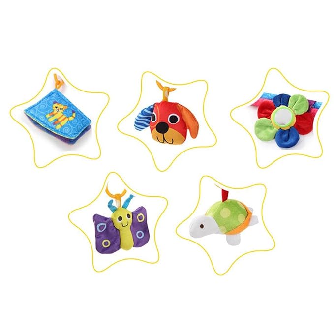 Soft newborn tummy time playmat with colorful animal graphics