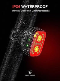 Night cycling lighting setup with bright LED bike headlight and tail light