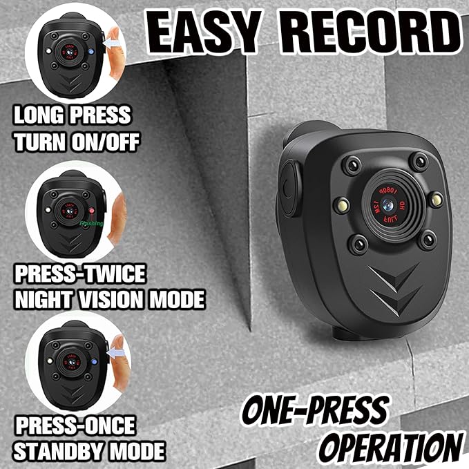 Night vision IR body camera for clear recording in dark conditions