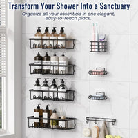 No-drill bathroom shower organizer with wall-mounted storage shelves