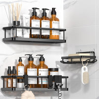 No-drill shower organizer shelves for shampoo and toiletries