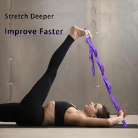 Non elastic yoga stretch strap for physical therapy and rehabilitation exercises
