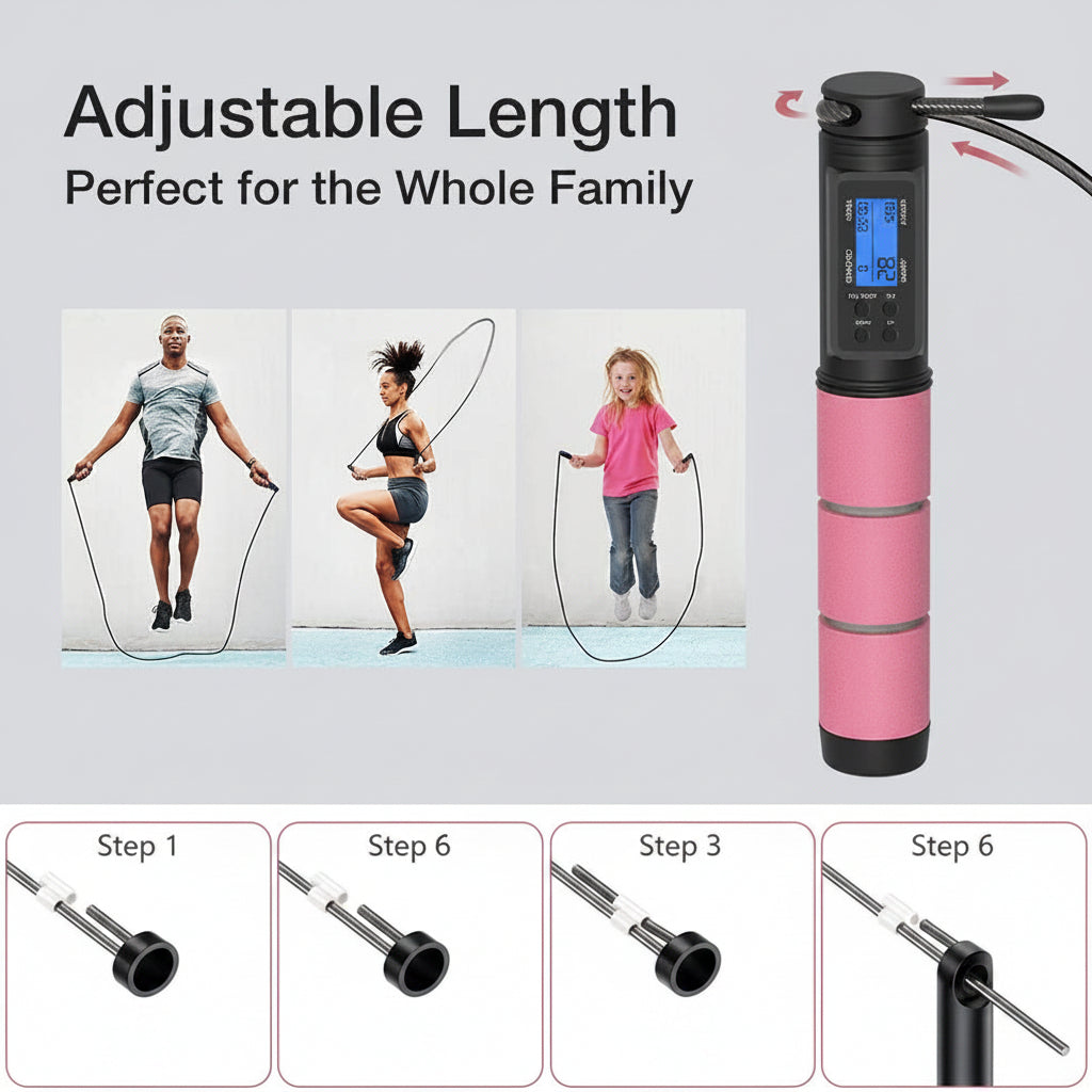 Non-slip handle design of adjustable skipping rope