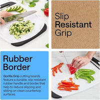 Kitchen cutting board with slip-resistant border for food preparation