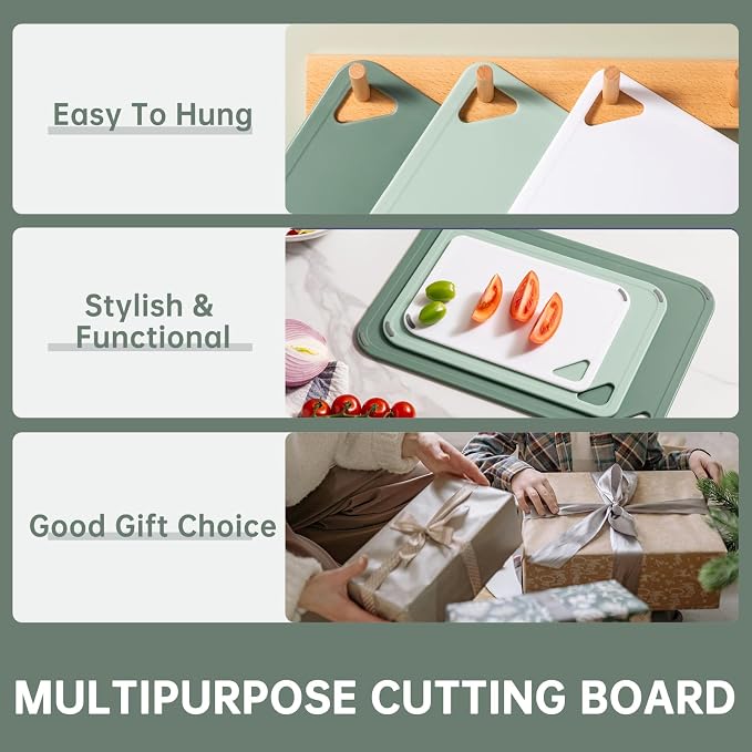 Non-slip plastic cutting board for everyday kitchen preparation