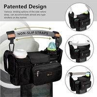 Pair of heavy-duty black non-slip hooks attached to a stroller frame