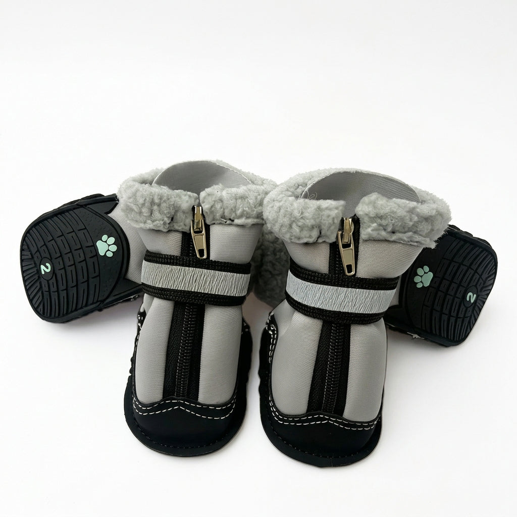 Non-slip winter dog boots with cotton-style lining