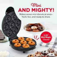 Mini donut maker with seven non-stick cooking cavities