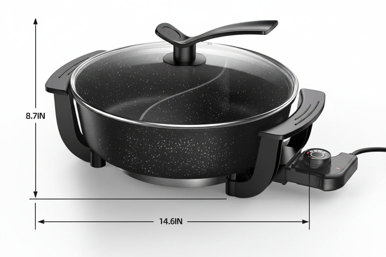 electric hot pot with divider for shabu shabu