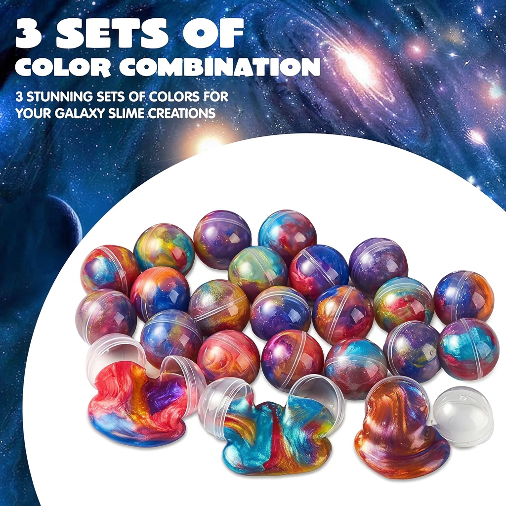 Galaxy slime balls 24 pack for kids with colorful swirl design