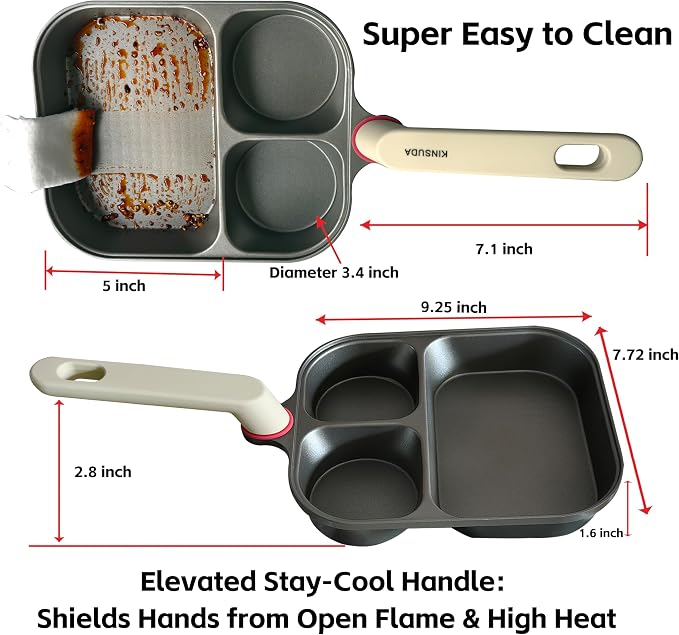 Nonstick breakfast pan for eggs pancakes and everyday food preparation