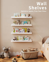Nursery Wall Shelves for Displaying Baby Books and Toys in Organized Way