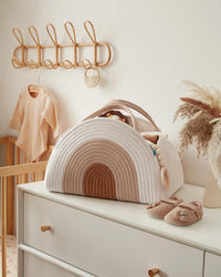Nursery cotton rope diaper caddy with handles
