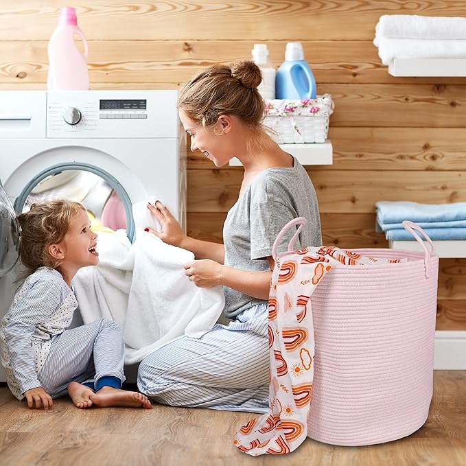 nursery laundry hamper cotton rope basket for baby room storage