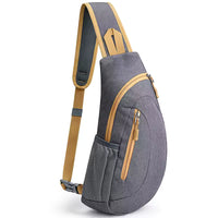 Nylon crossbody bag side view showing lightweight portable design
