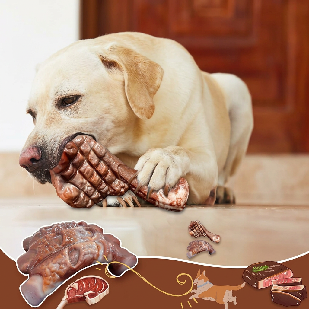 Nylon dog play toy set with textured surface design